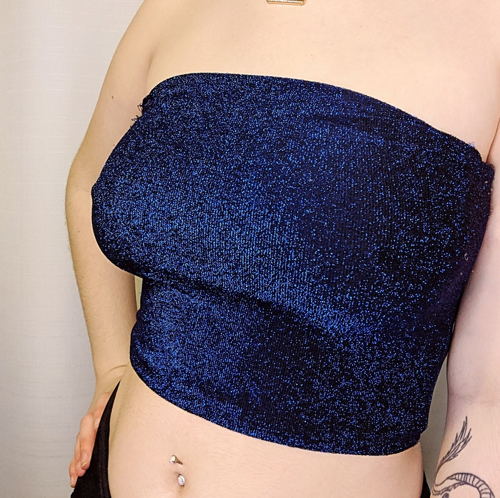 Sparkly Blue Tube Top